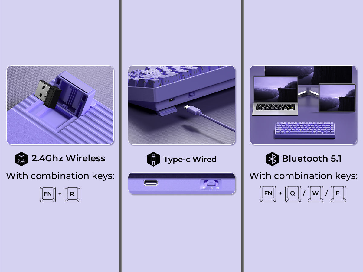 XVX M67 JadeStone VIA Tri-Mode Mechanical Keyboard with IMD-Tech Keycaps (Interstellar Black)