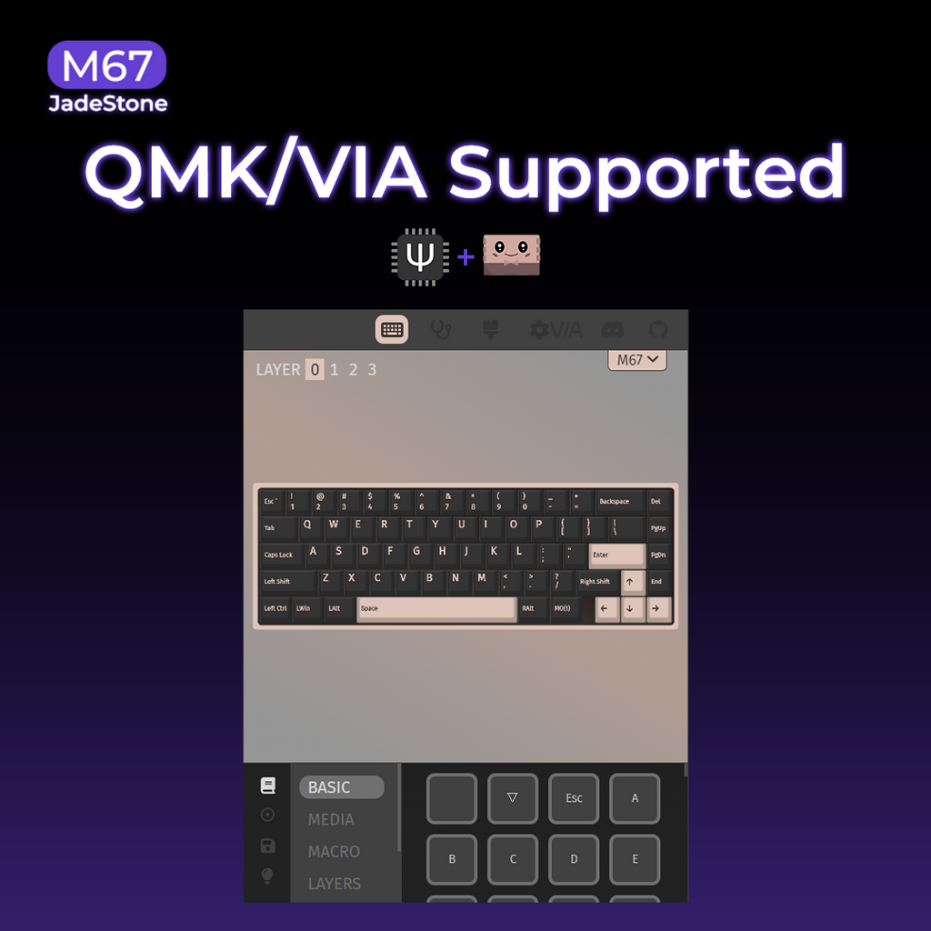 XVX M67 JadeStone VIA Tri-Mode Mechanical Keyboard with IMD-Tech Keycaps (Interstellar Black)