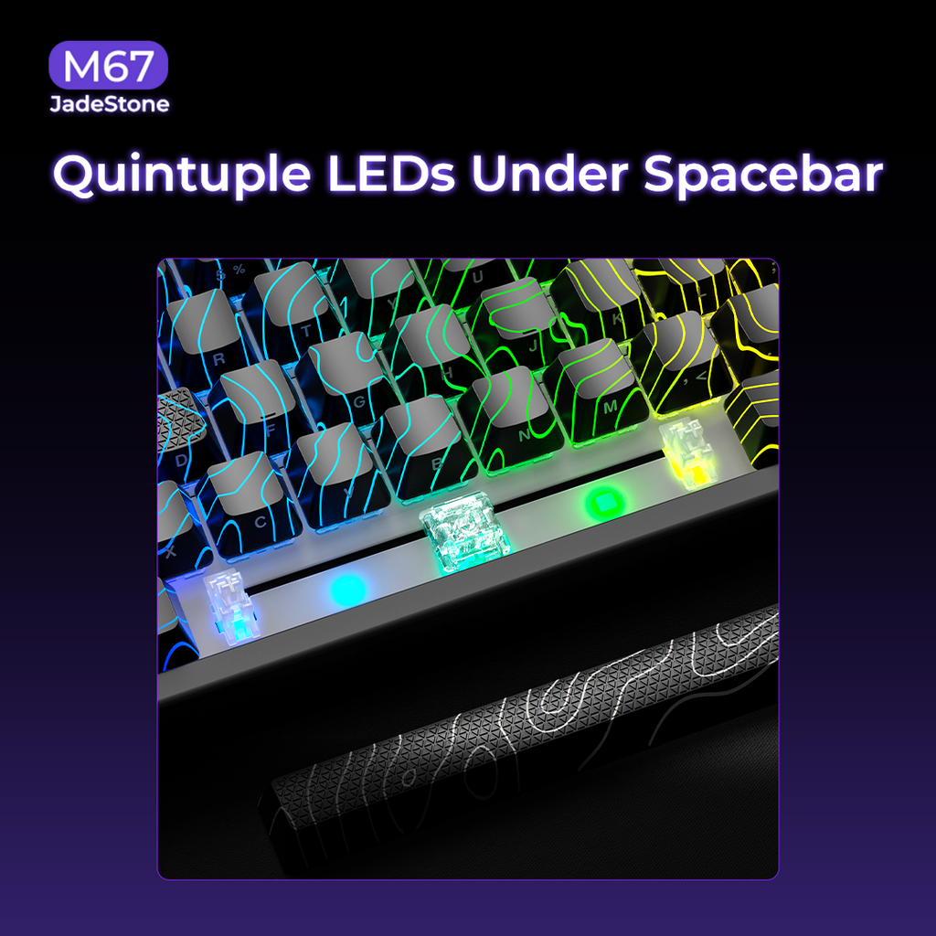 XVX M67 JadeStone VIA Tri-Mode Mechanical Keyboard with IMD-Tech Keycaps (Interstellar Black)