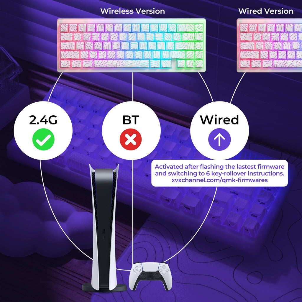 XVX M67 JadeStone VIA Tri-Mode Mechanical Keyboard with IMD-Tech Keycaps (Interstellar Black)